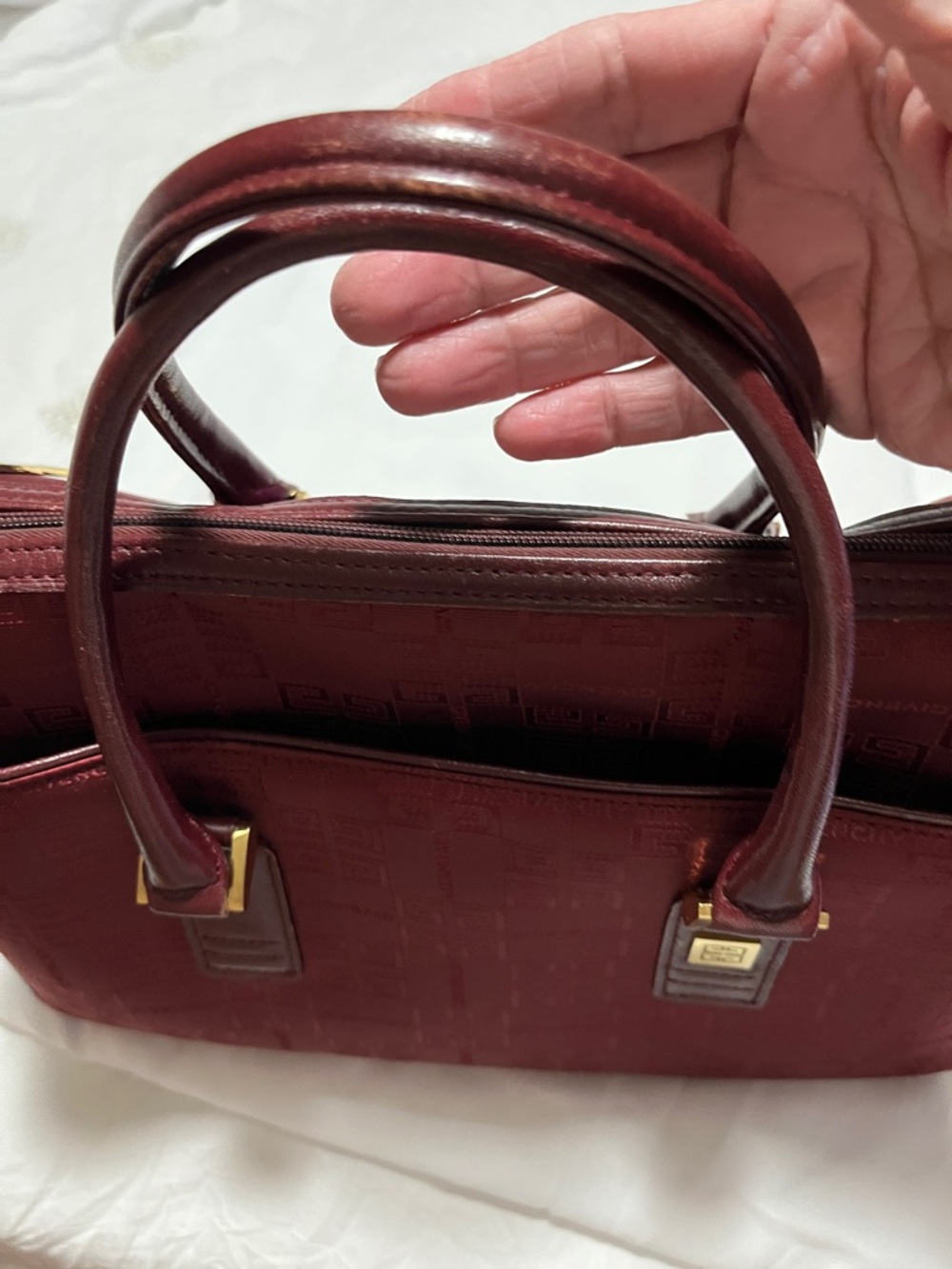 Givenchy Deep Red Monogram Top Handle Satchel authentic - Picture 2 of 14